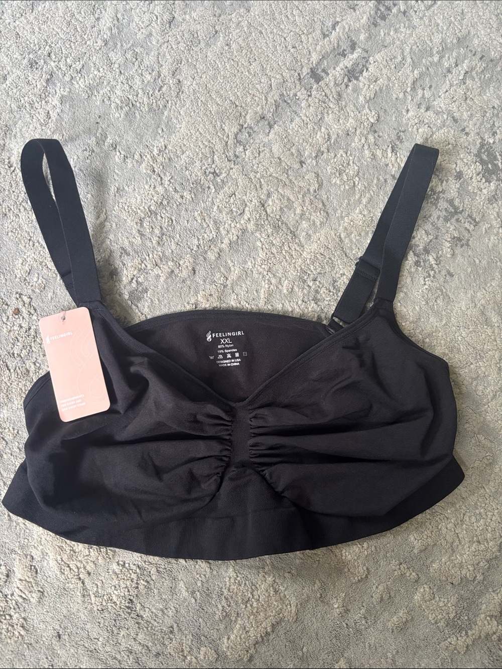 Feelingirl Black Ruched Bodysuit Bralette